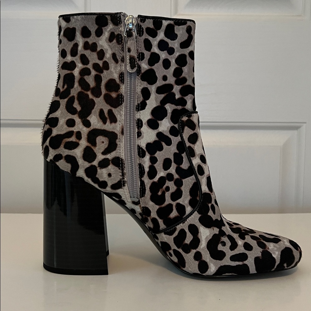 Nine West Jilene Black/Grey Leopard Print Boots Size 10 - Picture 4 of 9